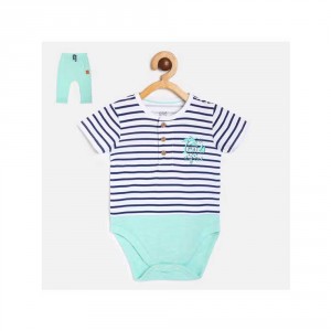 Miniklub Knit Bodysuit And Bottom - Aqua, 6-9m